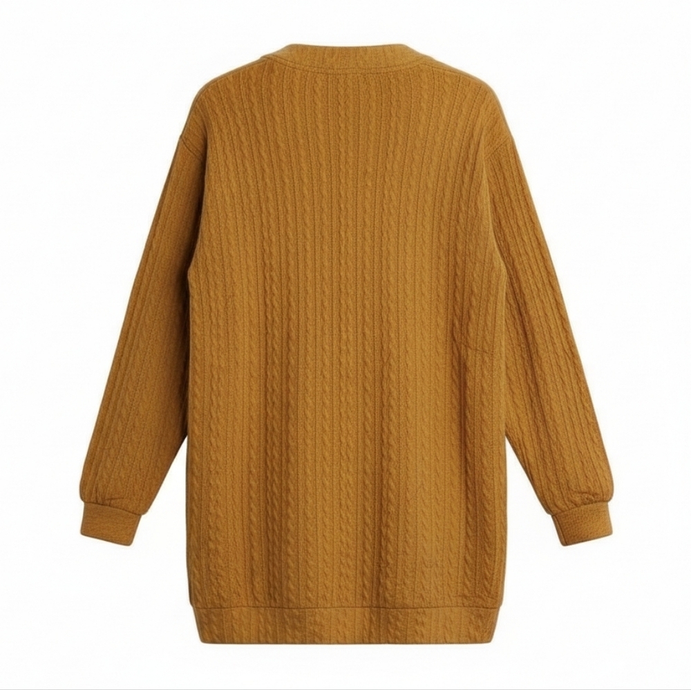 JULYCLO Women's Mustard Cable Knit Cardigan W Pockets - NIP - Picture 5 of 6